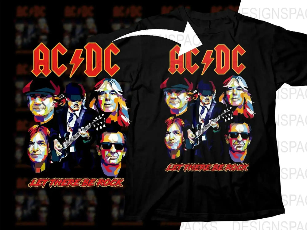 AC/DC Let There Be Rock Multi-Color Rock Band Png Design Digital Download