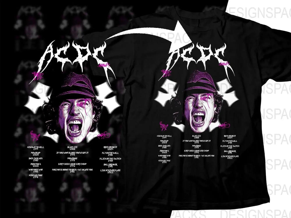 ACDC Music Artist Streetwear Png Digital Download
