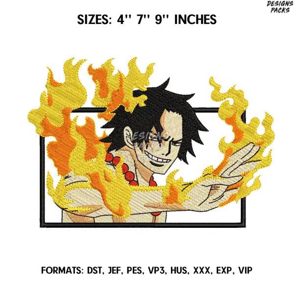 Ace Embroidery Design File, One Piece Anime Embroidery Design,.