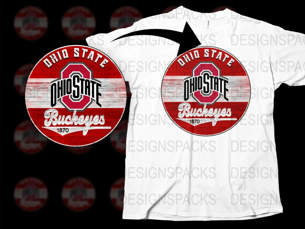 Ohio State Buckeyes 1870 Logo T-Shirt, Vintage Red and White College Tee, Unisex Sports Apparel
