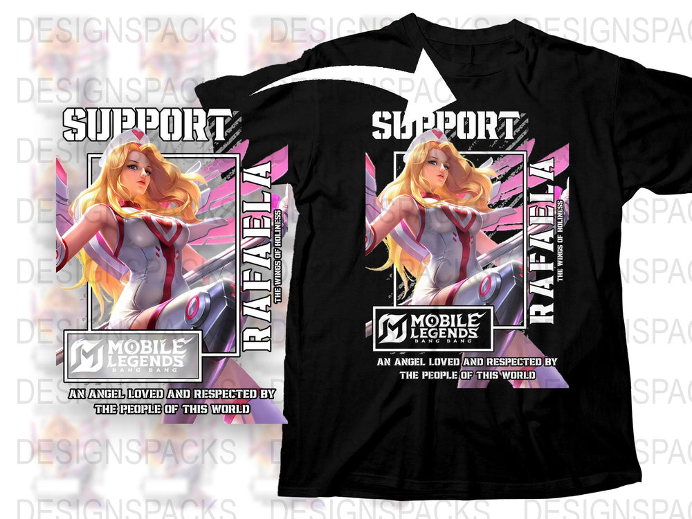 Mobile Legends Anime T-Shirt, Support Role Rafaella Graphic Tee, Gaming Apparel for Men and Women