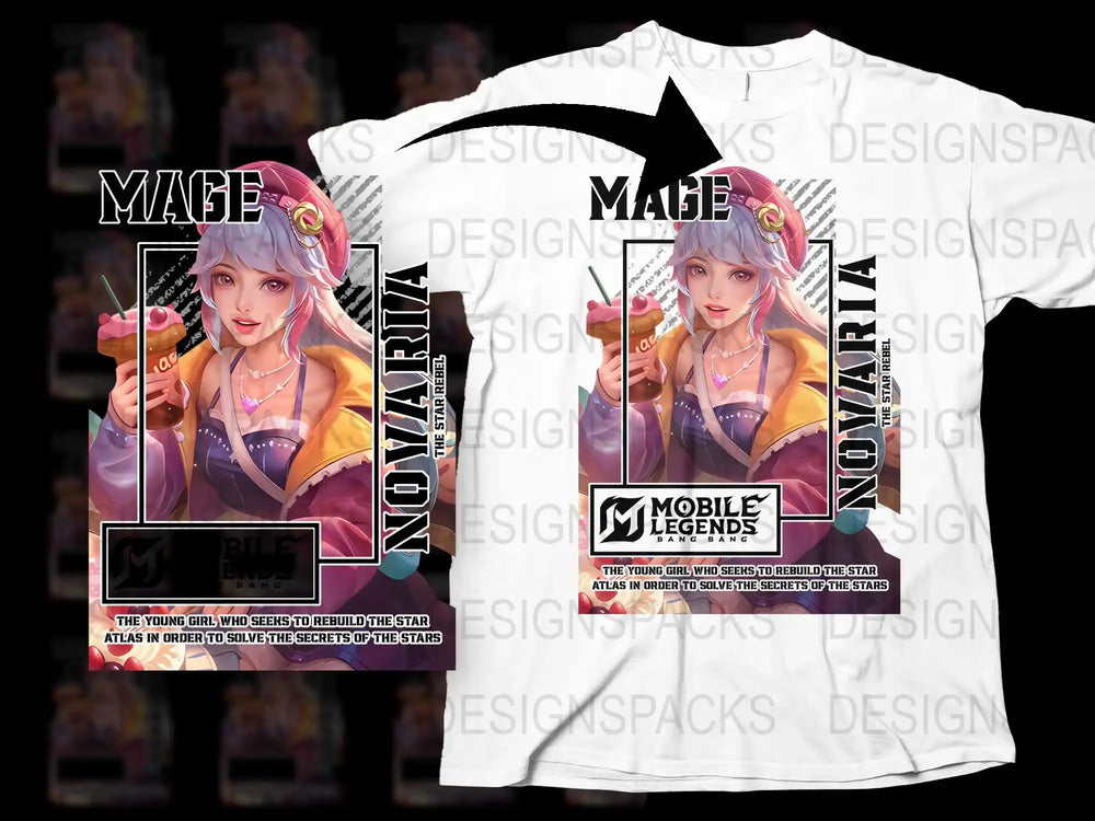 Mobile Legends Mage Character T-Shirt, Anime Style Gaming Apparel, Unique Graphic Tee, Unisex Fashion