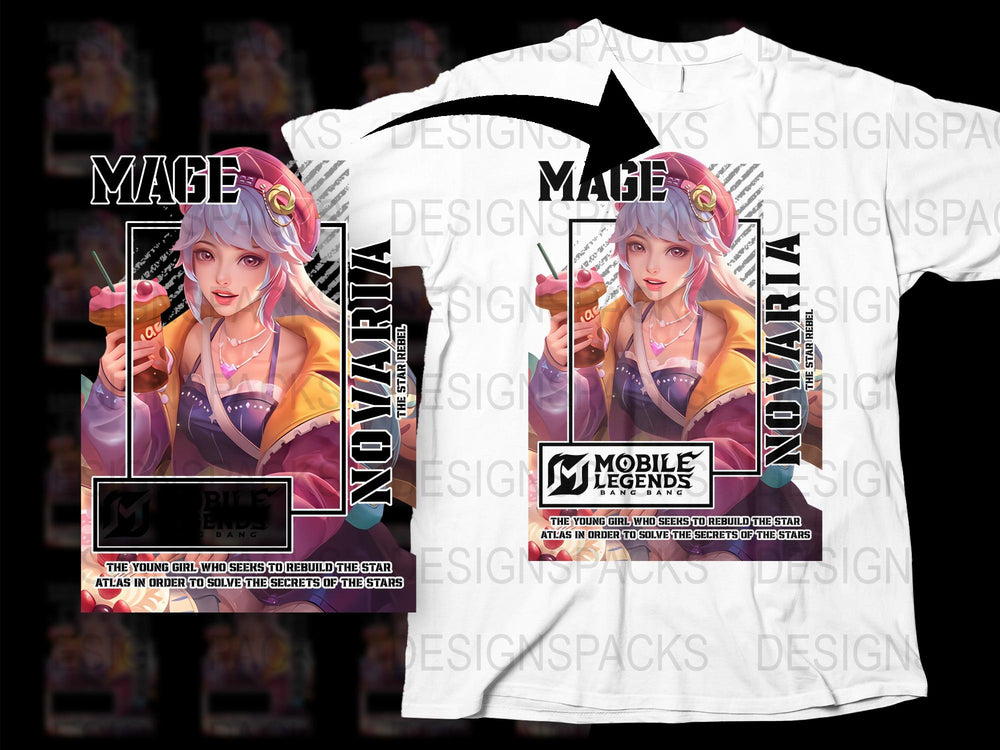 Mobile Legends Mage Character T-Shirt, Anime Style Gaming Apparel, Unique Graphic Tee, Unisex Fashion