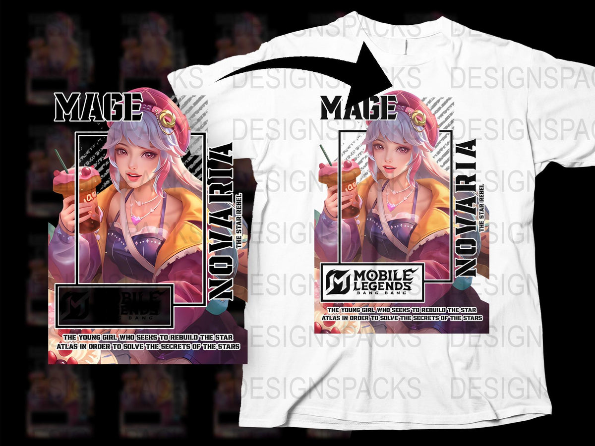 Mobile Legends Mage Character T-Shirt, Anime Style Gaming Apparel, Unique Graphic Tee, Unisex Fashion