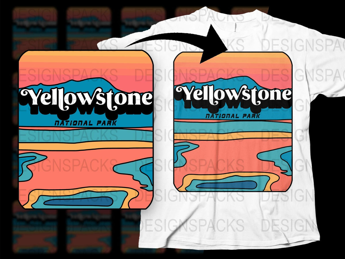Yellowstone National Park T-Shirt, Vintage Travel Tee, Retro Graphic Shirt, Colorful Outdoor Clothing