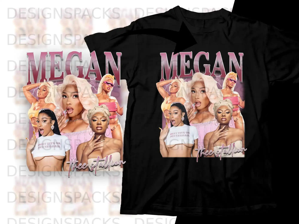 T-shirt with "Megan" text and portrait of Megan Thee Stallion.