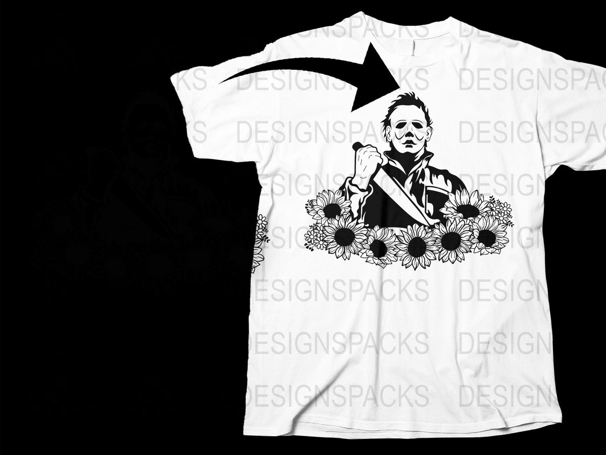 Vintage Floral Frame Portrait Graphic Tee, Classic Monochrome T-shirt, Unique Print Shirt