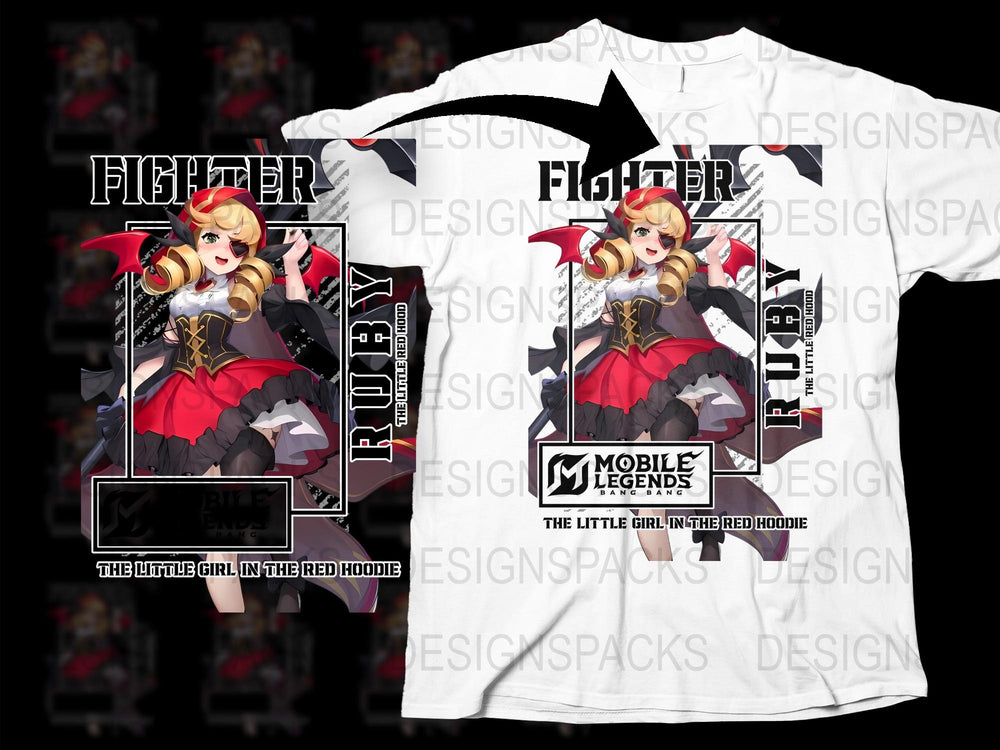 Mobile Legends Ruby Fighter T-Shirt, Anime Game Character Graphic Tee, Unisex Cotton Shirt
