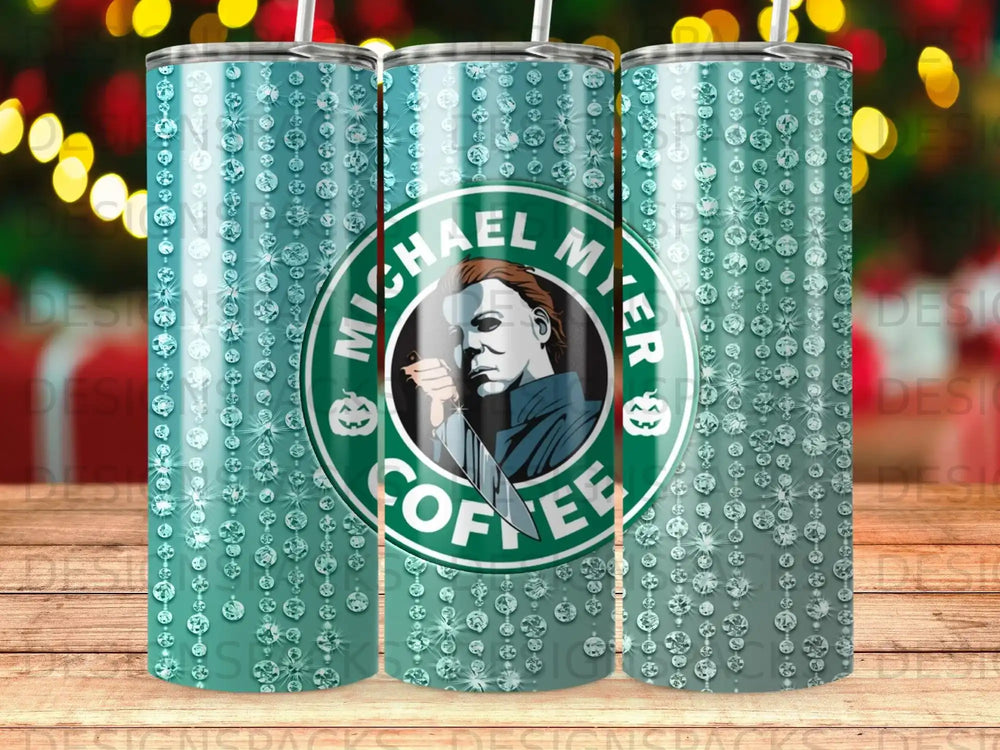 Michael Myers Coffee Diamonds Teal Sparkle Tumbler product type