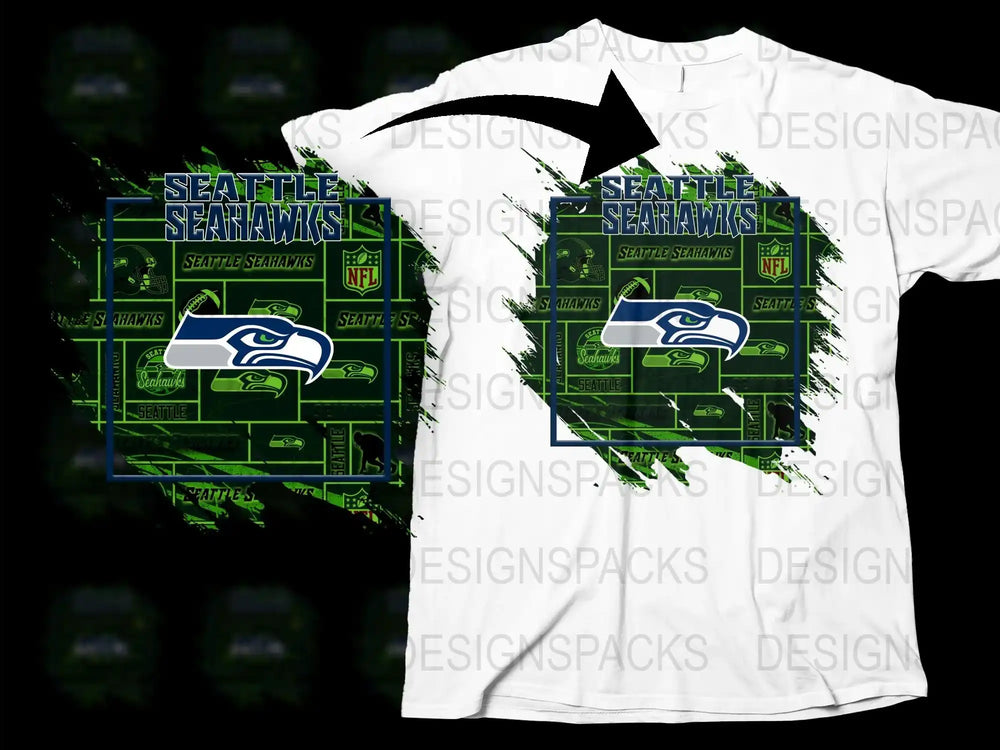 Seattle Seahawks T-Shirt, NFL Team Apparel, Graphic White Tee, Football Fan Gear