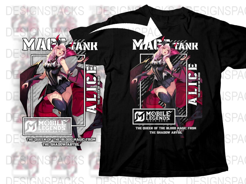 Mobile Legends Alice T-Shirt, Queen of the Blood Magic, Shadow Abyss Graphic Tee