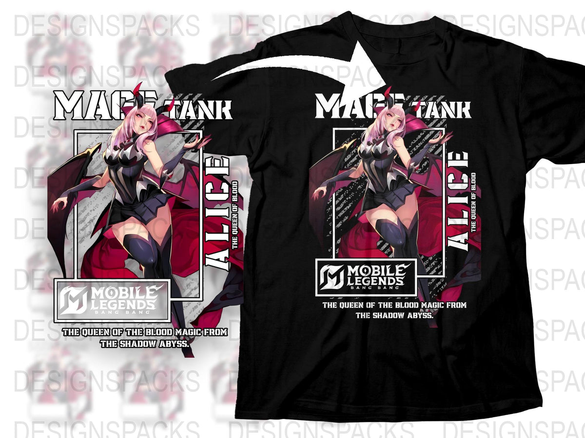 Mobile Legends Alice T-Shirt, Queen of the Blood Magic, Shadow Abyss Graphic Tee