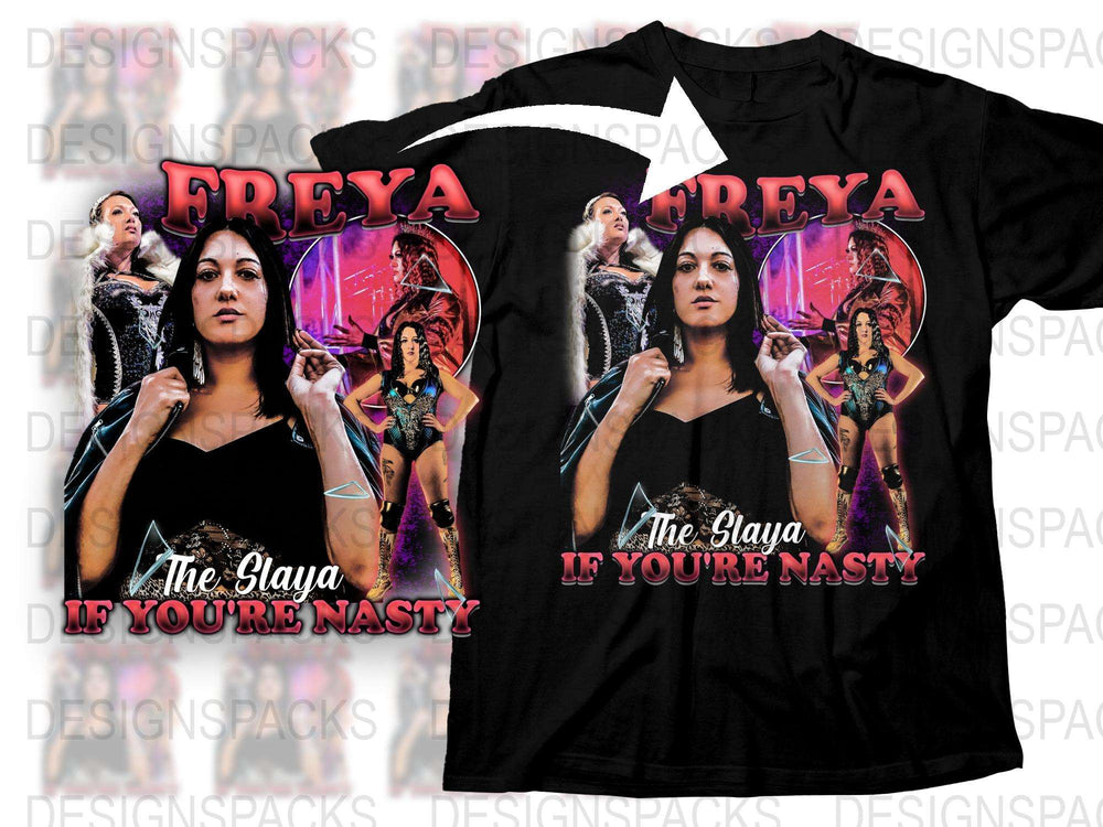 Freya The Slayer Graphic T-Shirt, Retro Style Warrior Woman Tee, Bold Feminist Statement Shirt