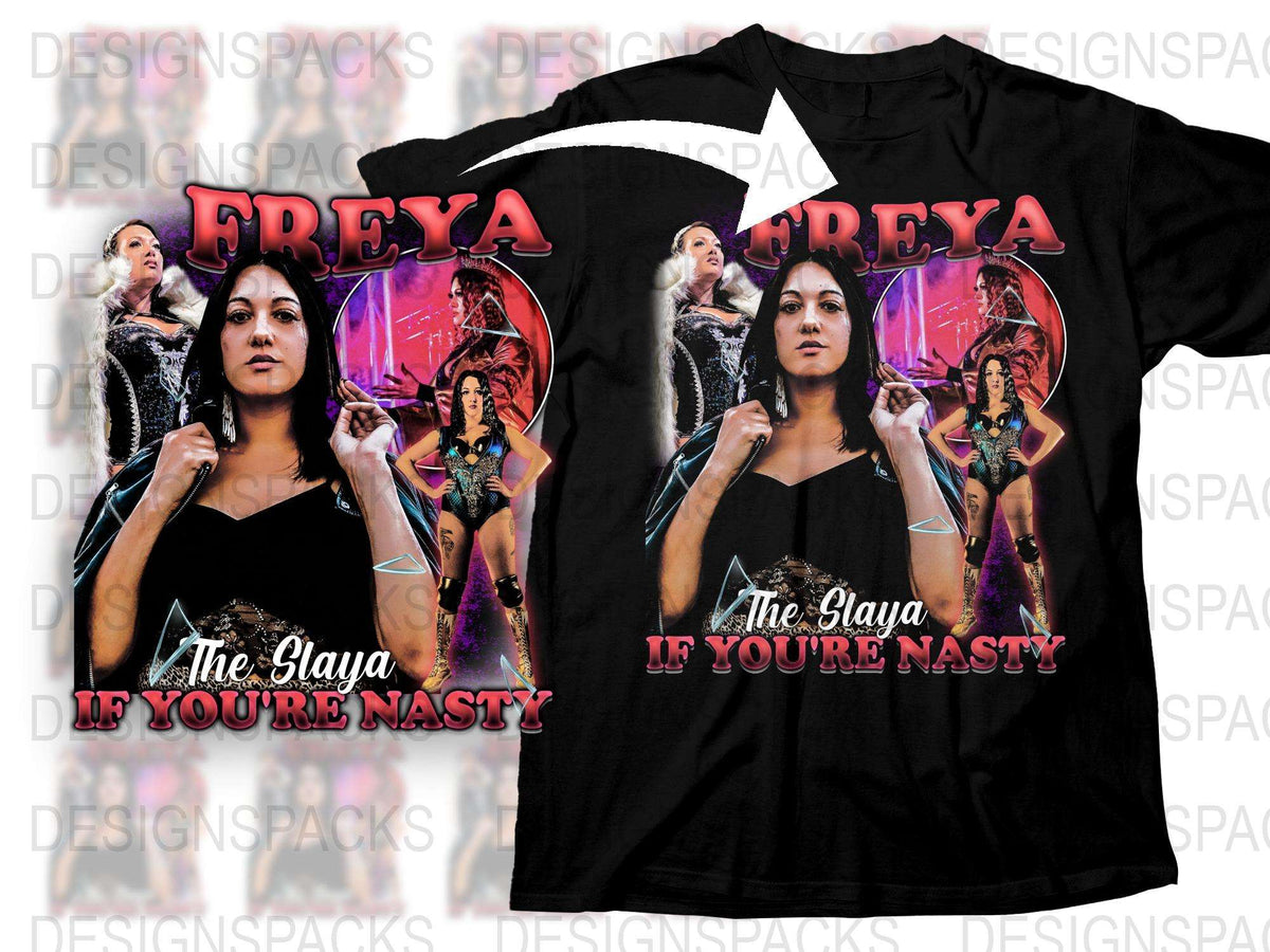 Freya The Slayer Graphic T-Shirt, Retro Style Warrior Woman Tee, Bold Feminist Statement Shirt