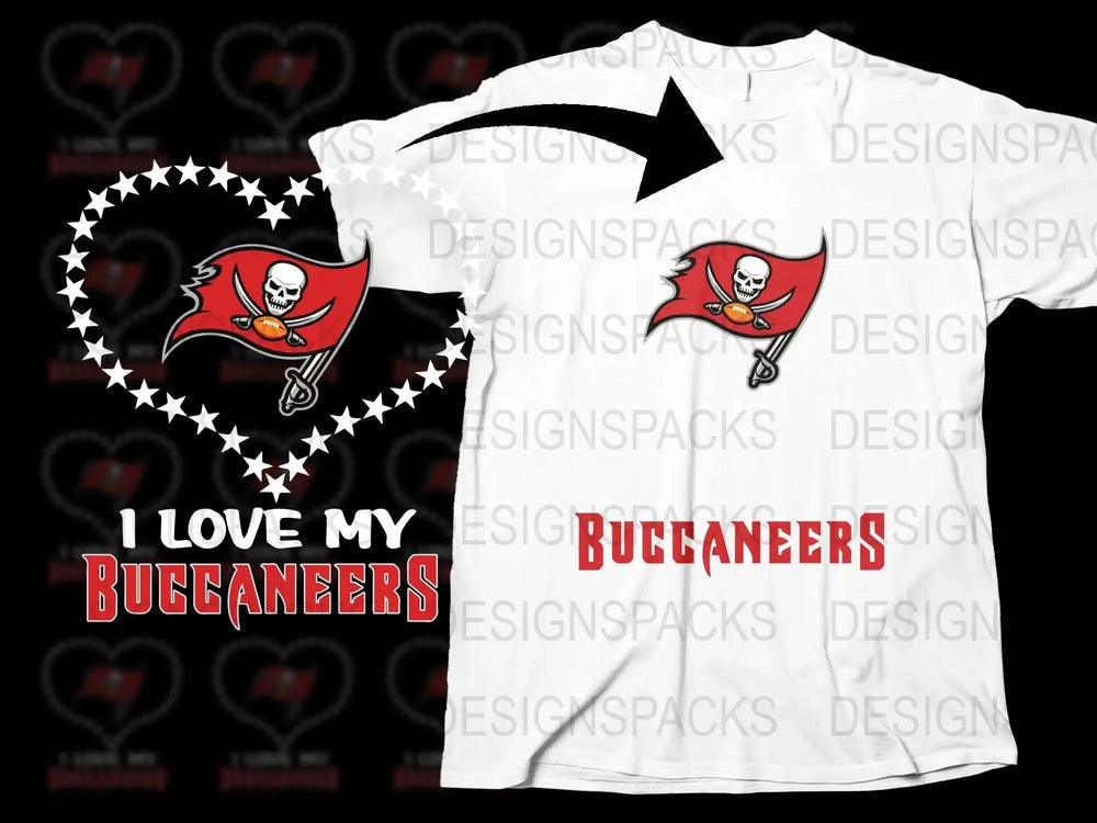 Tampa Bay Buccaneers Fan T-Shirt I Love My Buccaneers Graphic Tee Sports Memorabilia White Shirt