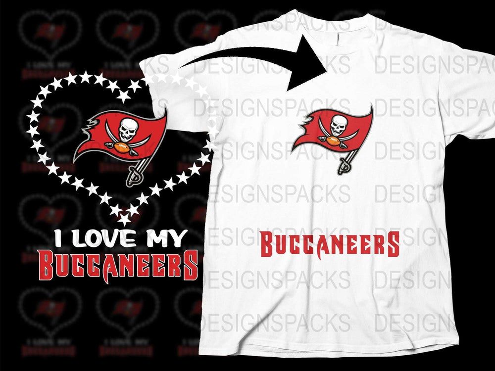 Tampa Bay Buccaneers Fan T-Shirt I Love My Buccaneers Graphic Tee Sports Memorabilia White Shirt