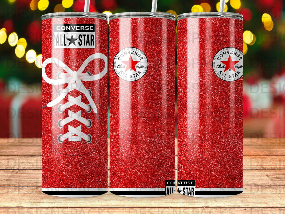 Converse All Star Red Glitter Shoelace Design product type