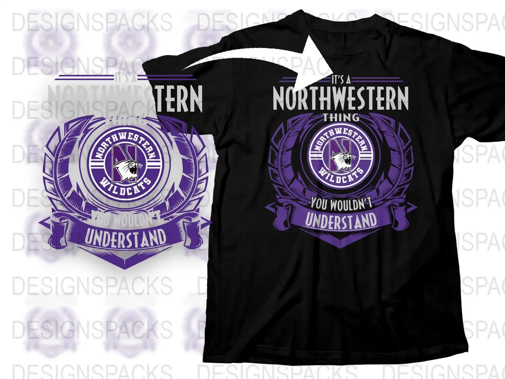 Northwestern University Wildcats T-Shirt, Purple and Black College Apparel, Sports Fan Gift Idea