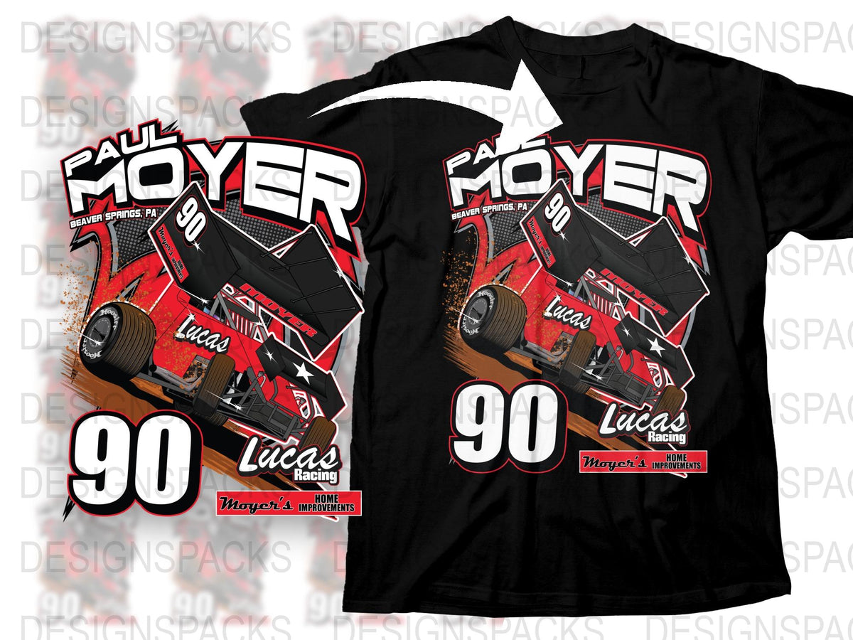 Vintage Racing Car T-Shirt, Paul Moyer Graphic Tee, Lucas Racing Number 90, Motorsport Fan Apparel