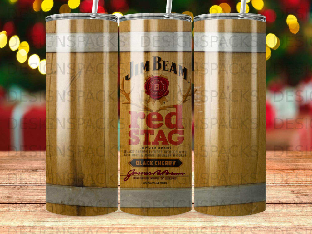 Jim Beam Red Stag whiskey tumbler with logo.