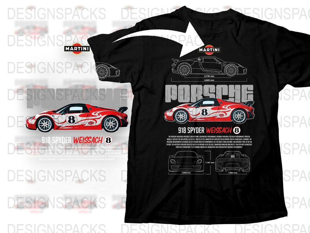 Porsche 918 Spyder Weissach Edition T-Shirt, Red Racing Car Graphic Tee, Automotive Enthusiast Apparel, Collector's Item