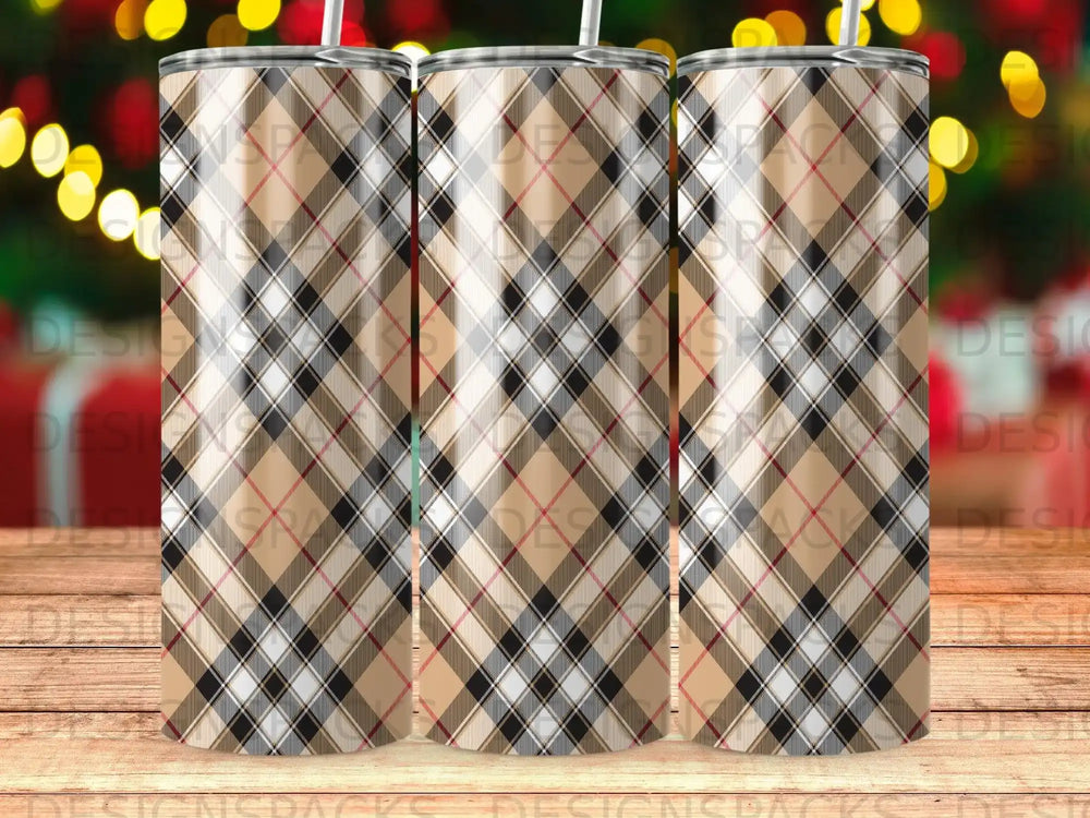 Classic Beige Black White Red Plaid Tumbler product type