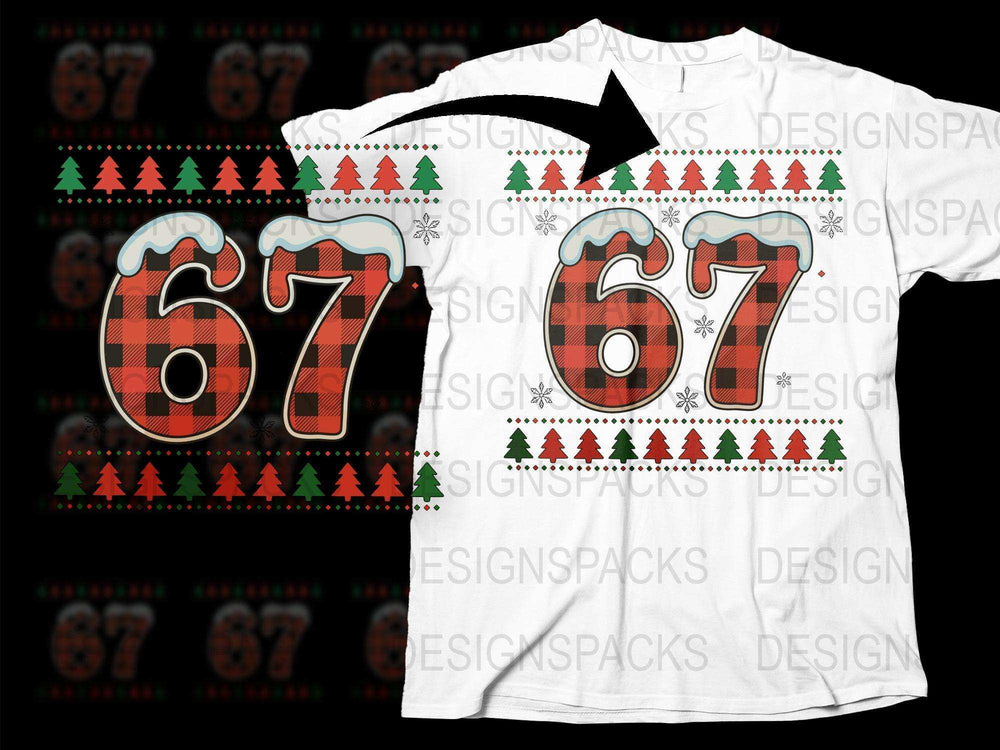Vintage Style Number 67 Sports Jersey, Retro Graphic T-Shirt, Christmas Edition, Unisex Adult Clothing
