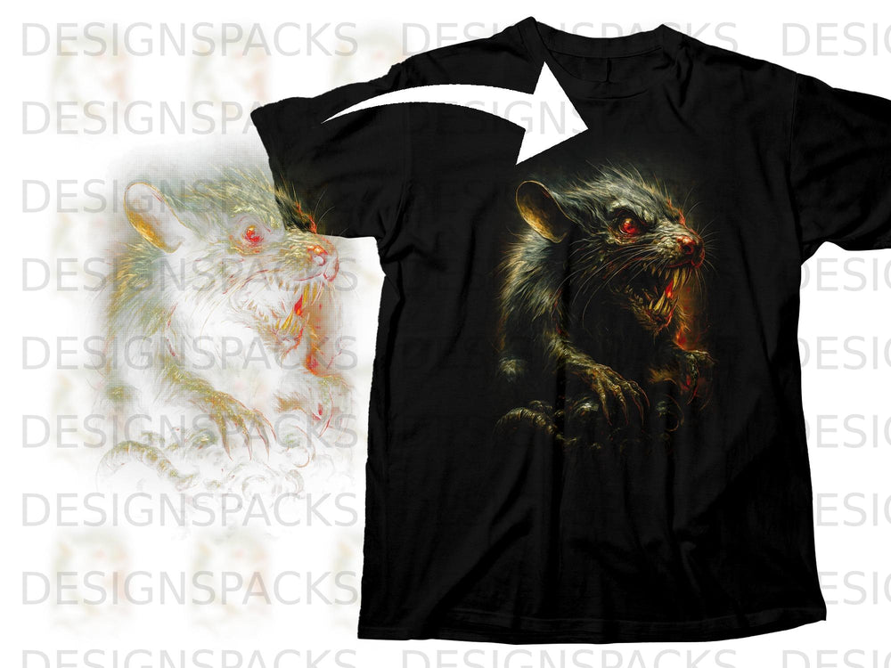 Black t-shirt featuring a detailed graphic of an aggressive wolf-like creature.