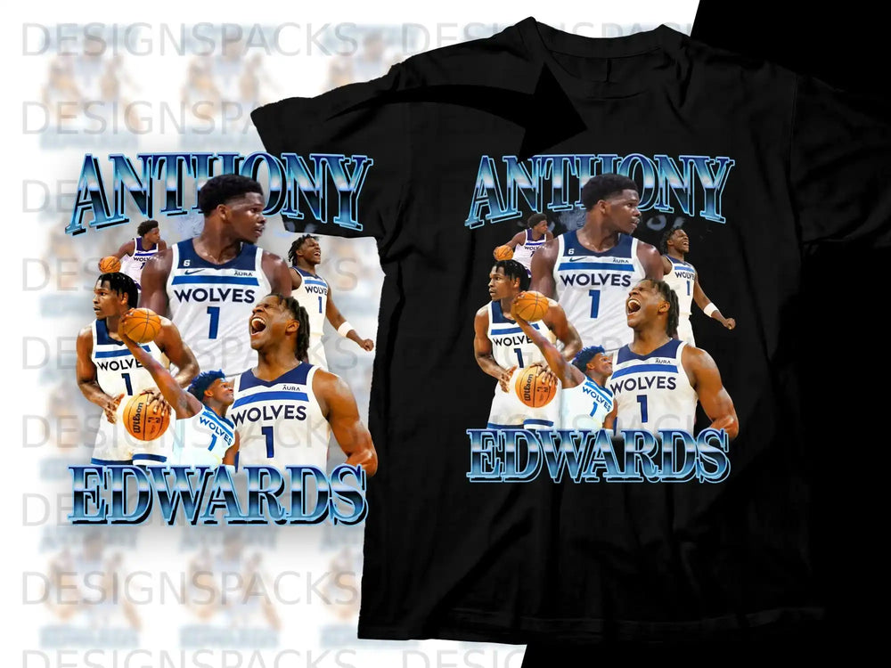 Anthony Edwards Timberwolves basketball jersey t-shirt design.
