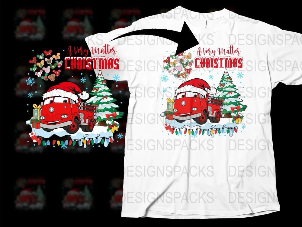 Christmas T-Shirt, Vintage Red Truck, Festive Holiday Tree, Snowy Scene, Graphic Tee for Winter