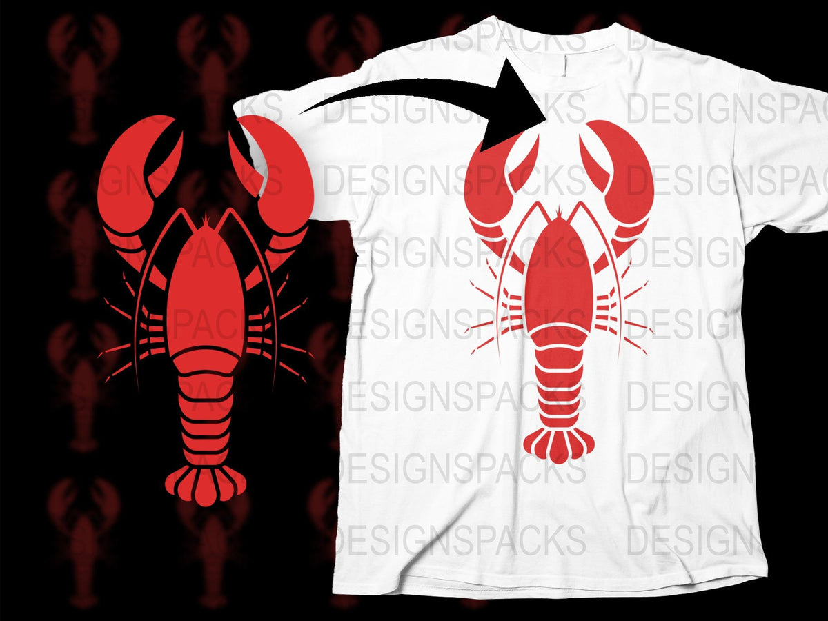 Lobster Graphic T-Shirt, Red Lobster Design on White Tee, Unisex Summer Beach Shirt, Casual Seafood Festival Apparel