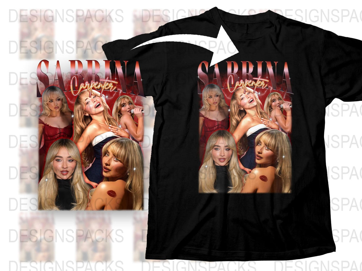Sabrina Carpenter Fan T-Shirt, Pop Music Star Photo Collage Tee, Stylish Celebrity Merchandise, Trendy Concert Outfit