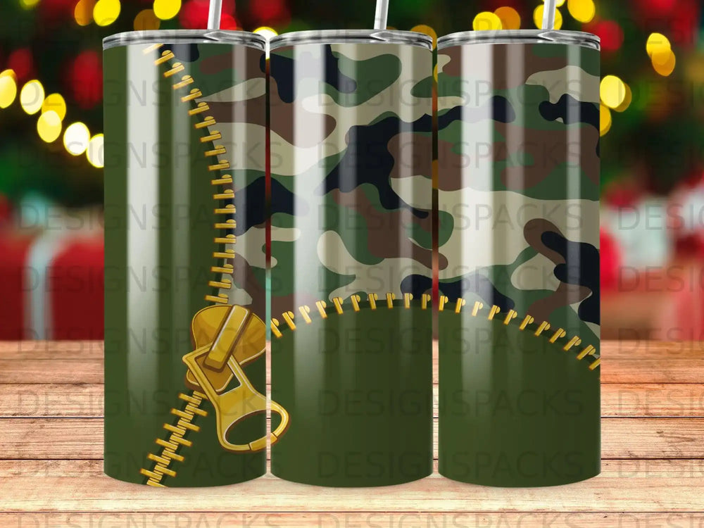 Camouflage Zipper Design Military Green Pattern Tumbler product type