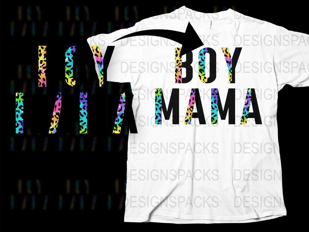 Boy Mama T-Shirt, Colorful Lettering, Fun Mom Life Graphic Tee, Casual Wear, Stylish Mother's Apparel