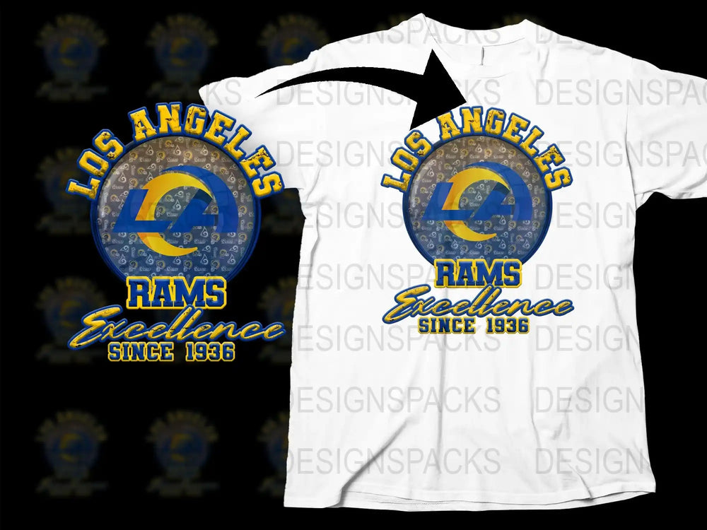 Los Angeles Rams Excellence Since 1936 Graphic T-Shirt, Sports Fan Apparel, Football Team Logo Tees