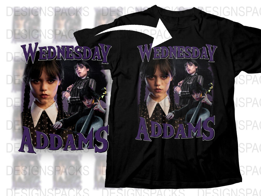 Wednesday Addams Inspired T-Shirt, Gothic Character Print, Vintage Style Tee, Fan Art Fashion, Casual Unisex Clothing