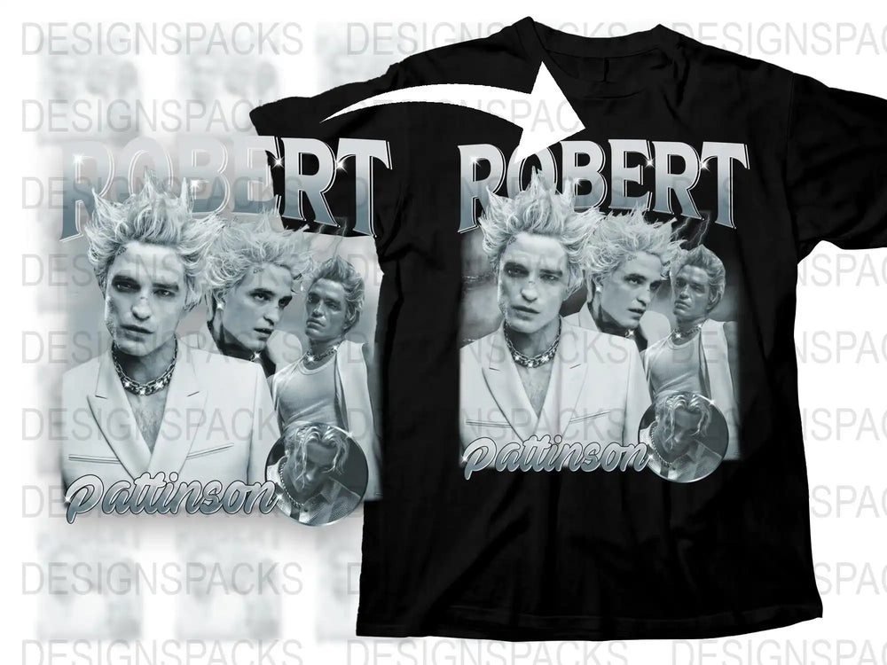 Robert Pattinson Graphic T-Shirt, Celebrity Photo Tee, Men's Fashion, Black Cotton Shirt, Pop Culture Apparel