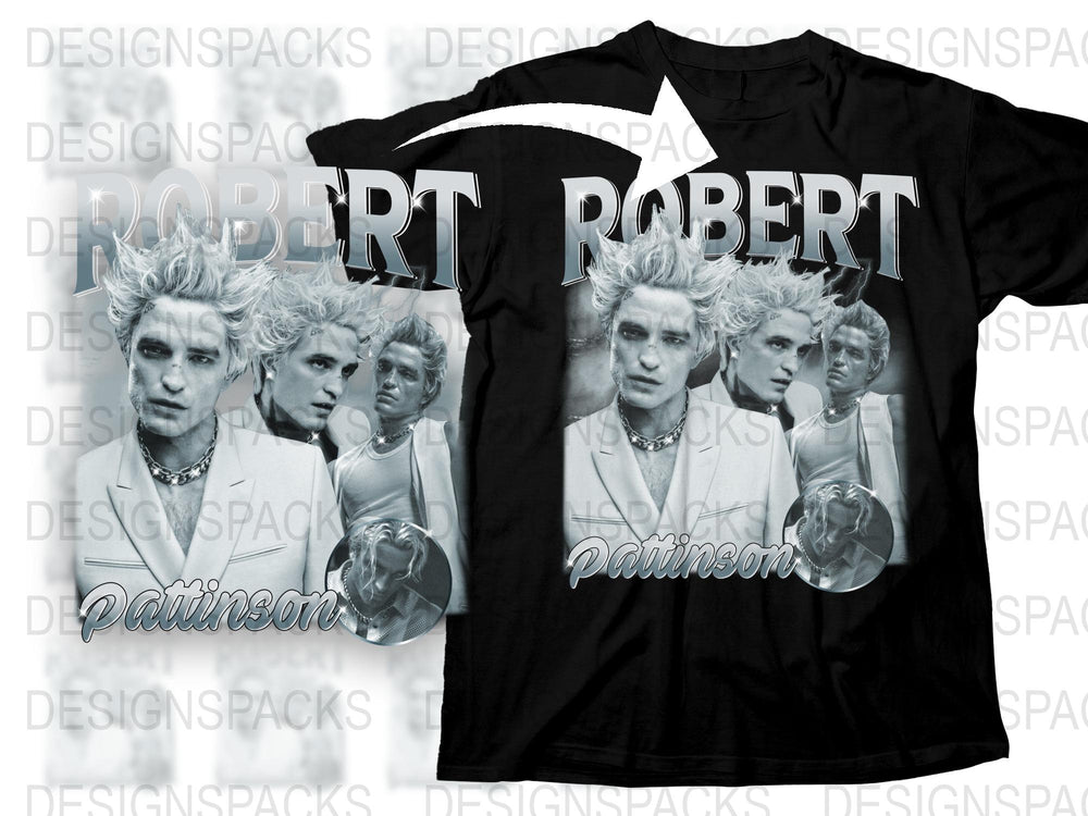 Robert Pattinson Graphic T-Shirt, Celebrity Photo Tee, Men's Fashion, Black Cotton Shirt, Pop Culture Apparel