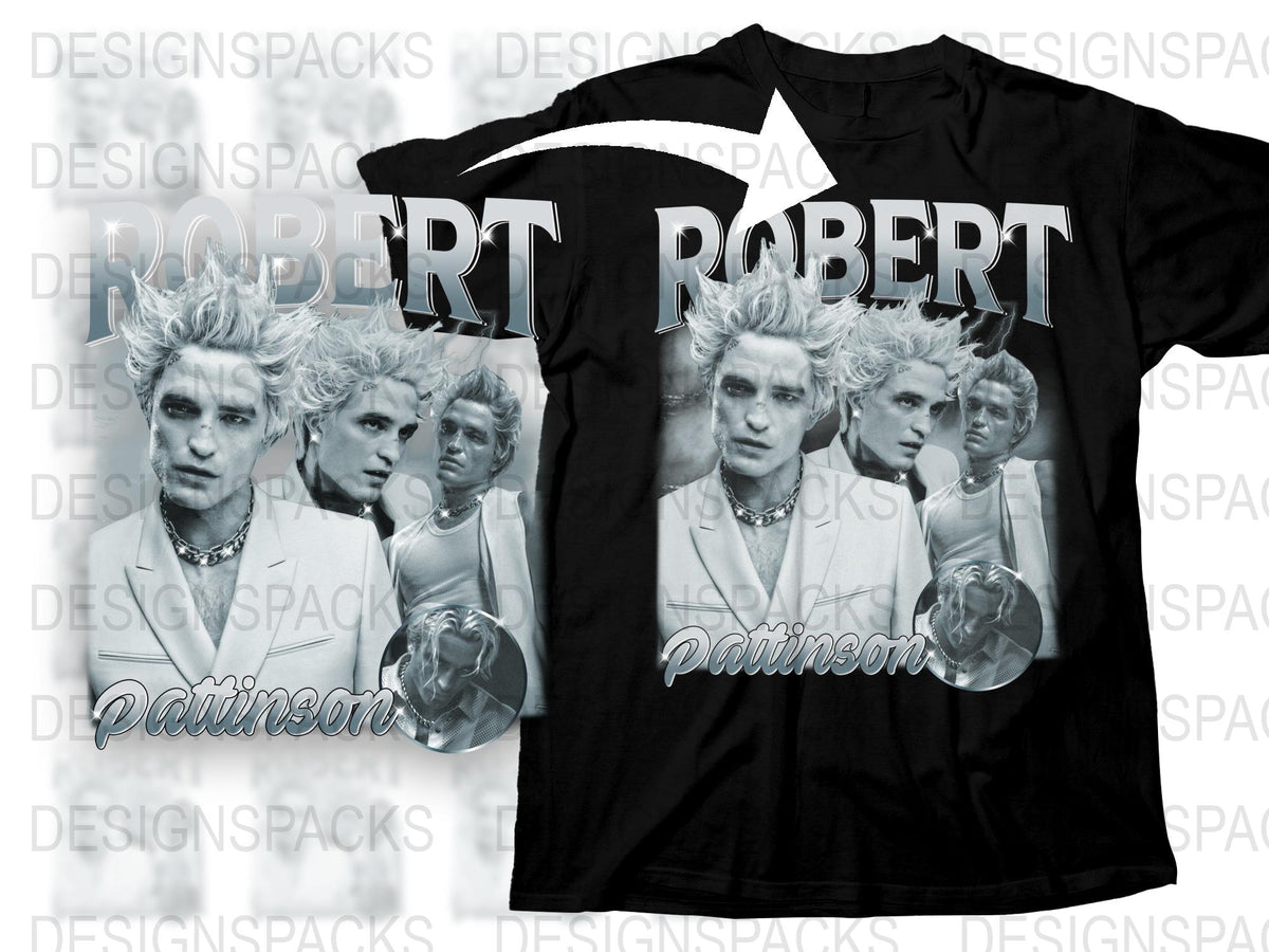 Robert Pattinson Graphic T-Shirt, Celebrity Photo Tee, Men's Fashion, Black Cotton Shirt, Pop Culture Apparel