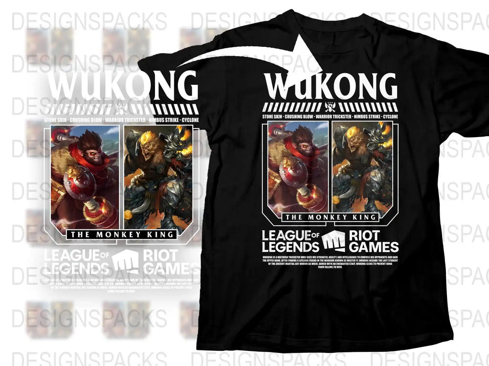 League of Legends Wukong T-Shirt, The Monkey King Graphic Tee, Gaming Apparel, Riot Games Merchandise
