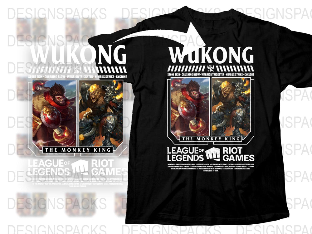 League of Legends Wukong T-Shirt, The Monkey King Graphic Tee, Gaming Apparel, Riot Games Merchandise