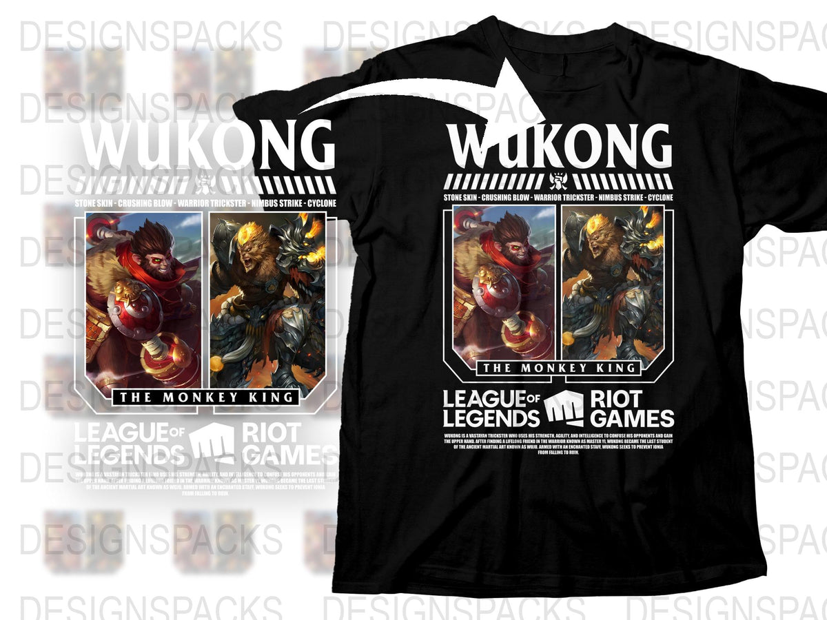 League of Legends Wukong T-Shirt, The Monkey King Graphic Tee, Gaming Apparel, Riot Games Merchandise