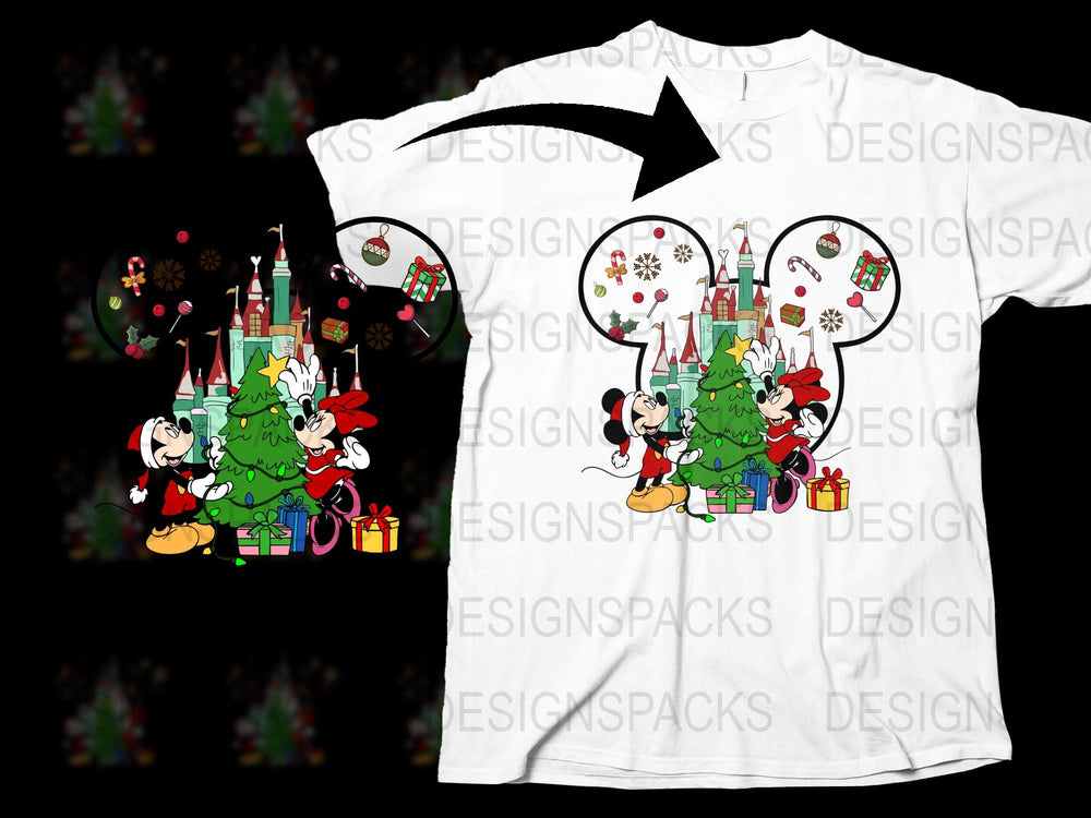 Disney Christmas T-Shirt, Mickey Minnie Holiday Celebration, Kids and Adults Festive Tee, Cute Cartoon Characters Gifts, Winter Apparel
