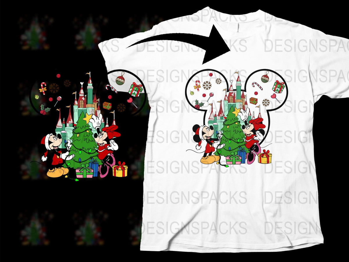 Disney Christmas T-Shirt, Mickey Minnie Holiday Celebration, Kids and Adults Festive Tee, Cute Cartoon Characters Gifts, Winter Apparel