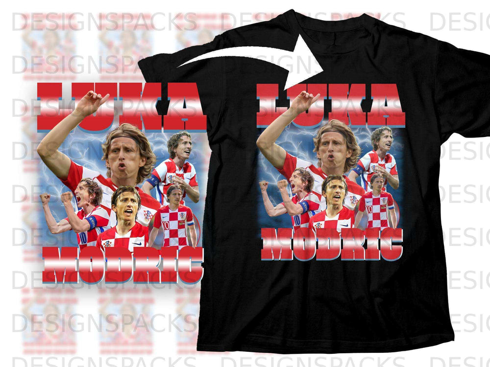 Luka Modric soccer jersey with player in action graphic.