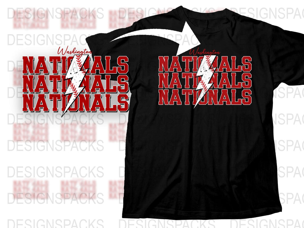 Washington Nationals T-Shirt, Distressed Logo Design, Red and White, Sports Fan Apparel, Unisex Fit Cotton Tee