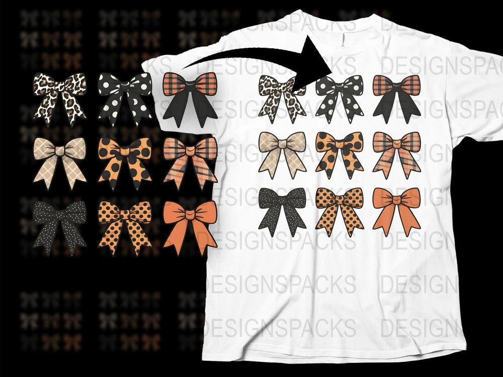 Designer Bow Tie Print T-Shirt, Monochrome and Orange, Modern Graphic Tee for All Ages