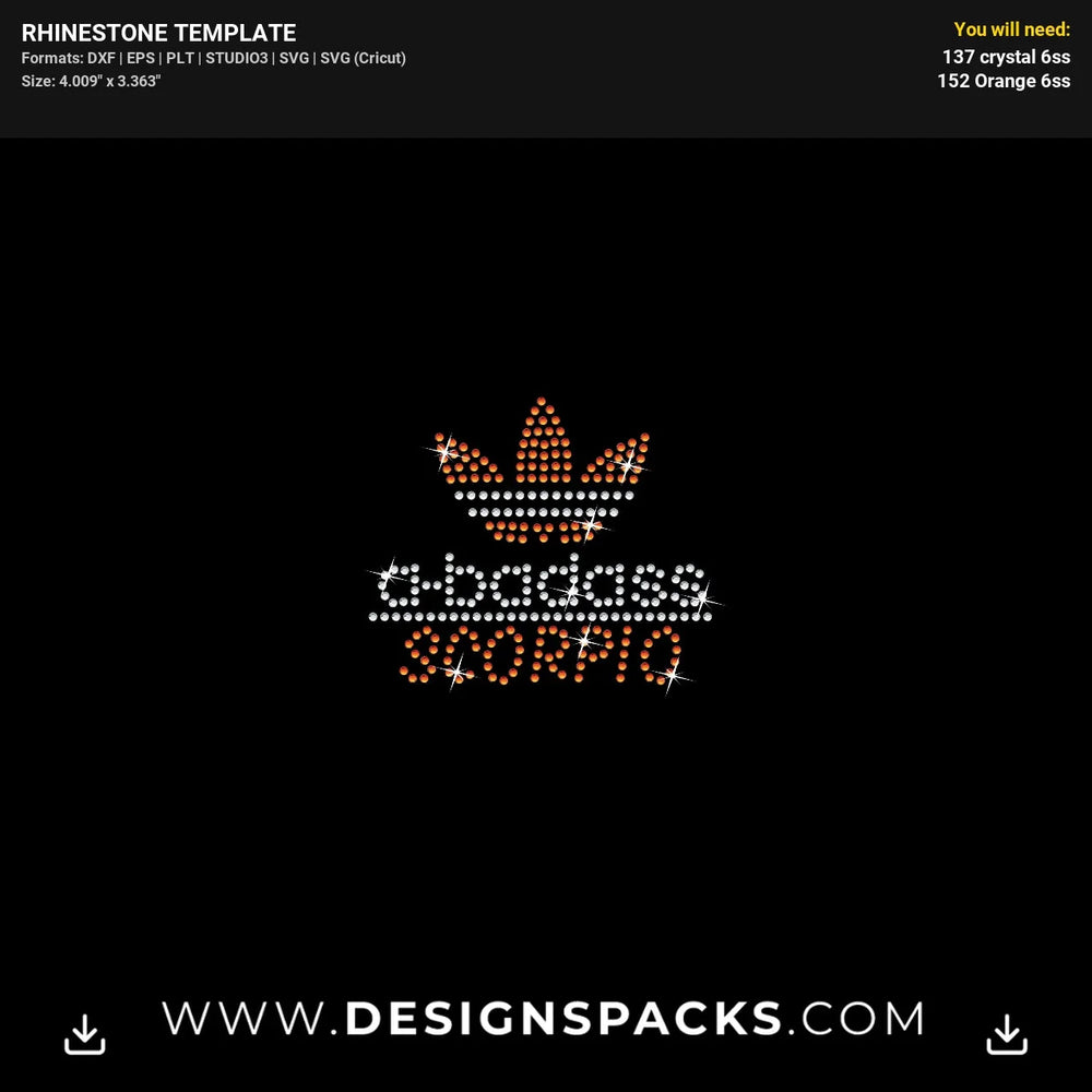 Adidas A Badass Scorpio Mask Rhinestone Digital Template
