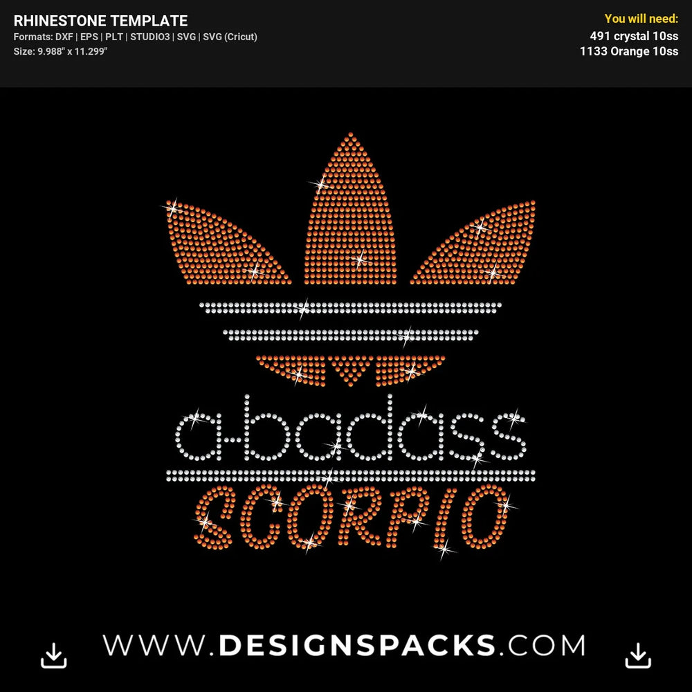 Adidas A Badass Scorpio Zodiac Rhinestone Digital Template