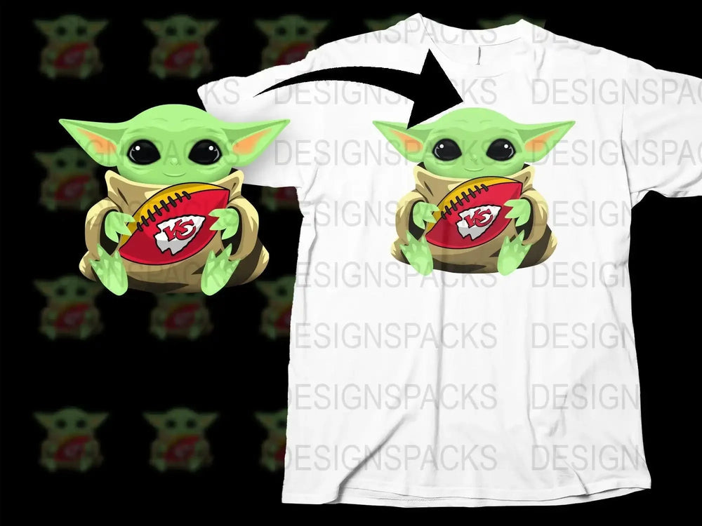 Adorable Alien Holding Kansas City Chiefs Football Png Digital Download
